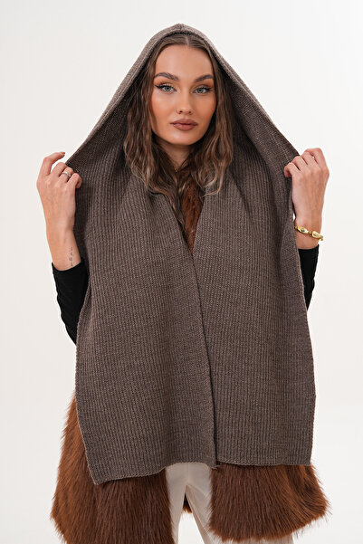 Ritagarcia Πλεκτό σάλι με λεπτομέρεια με κουκούλα |   Μοντέρνα κασκόλ με κουκούλα