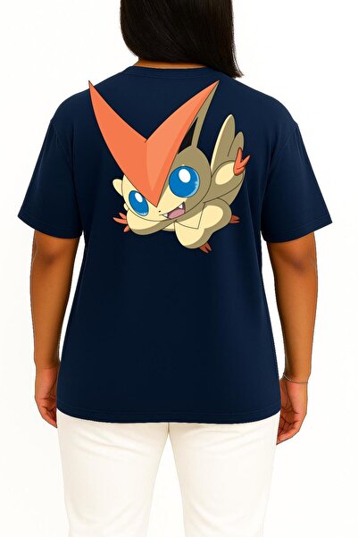 Bahriyeli Collection Oversized Victini Unisex T-Shirt with Pocket and Back Design