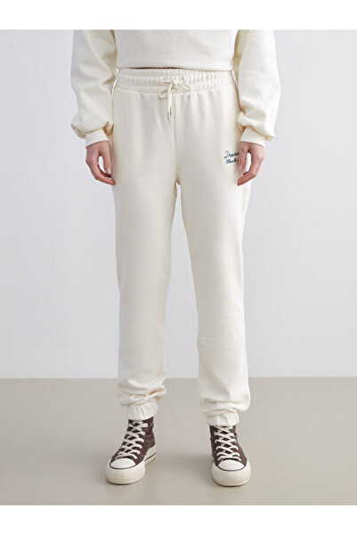 LC Waikiki Embroidered Women's Thick Jogger Sweatpants with Elastic Waist