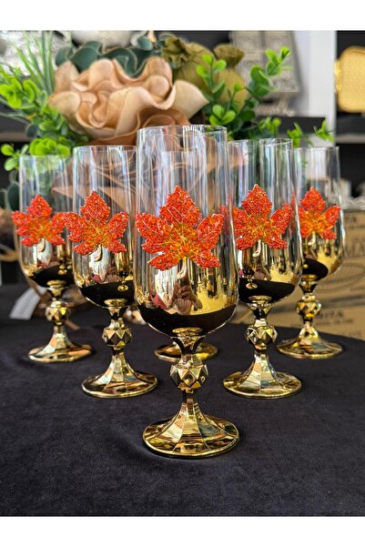 Bohemia Crystal Leaf Bronze-Tone Titanium Plated Brown or Water Glass Cup 180 ml