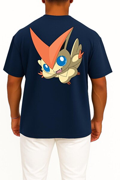 Bahriyeli Collection Oversized Victini Unisex T-Shirt with Pocket and Back Design