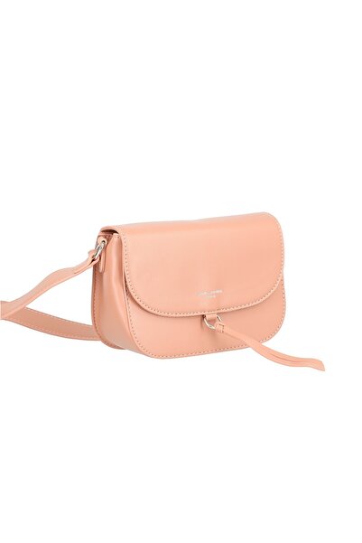 David Jones Poseta casual de dama din piele ecologica roz cu bareta si un com...