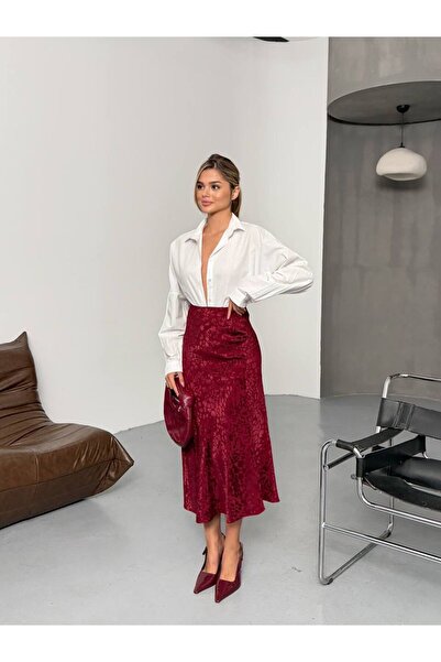 OYERGA MODA Women's Satin Jacquard Skirt