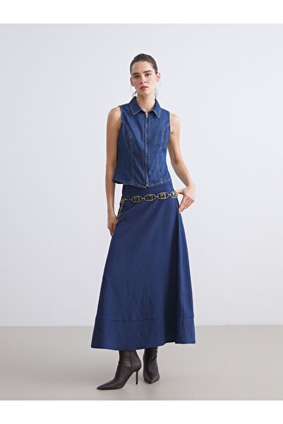 LC Waikiki Lcw Vision Shirt Collar Jean Blouse