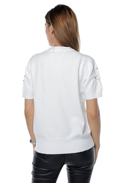 Jolenttine Pulover strălucitor cu cașmir și lână, alb