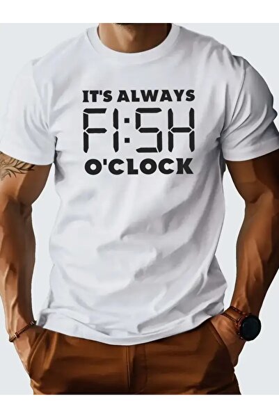 4desire.ro Men's T-shirt FISH O CLOCK Ink, Classic Regular Fit, 100% Cotton, Vegan Approved