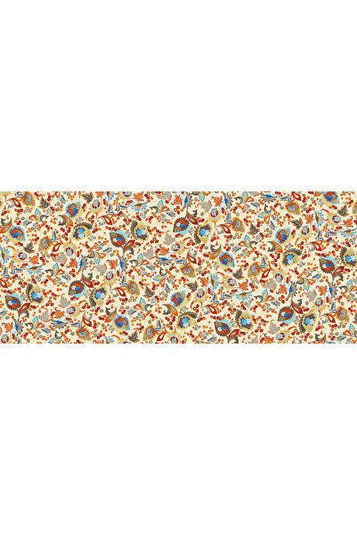 Novinqa Osmanlı Çini Çiçek Desenli Baskılı Kumaş