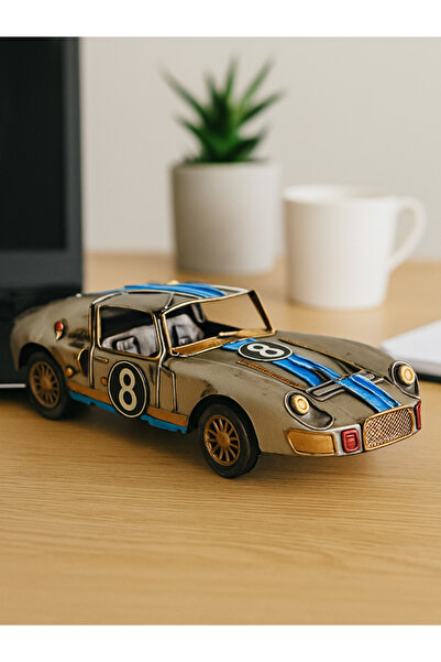 moryconcept Dekoratif Metal Araba – El Yapımı Nostaljik Yarış Arabası Modeli – 20x8 cm – Ofis & Ev Masa Üstü Süs