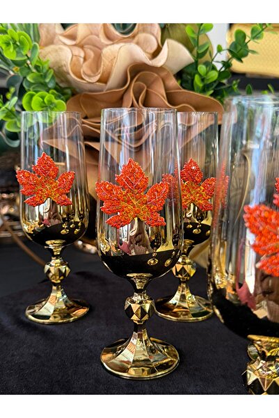 Bohemia Crystal Leaf Bronze-Tone Titanium Plated Brown or Water Glass Cup 180 ml