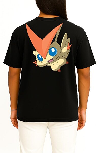 Bahriyeli Collection Oversized Victini Unisex T-Shirt with Pocket and Back Design