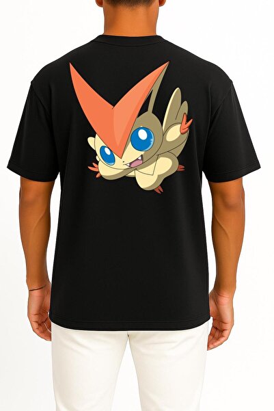 Bahriyeli Collection Oversized Victini Unisex T-Shirt with Pocket and Back Design