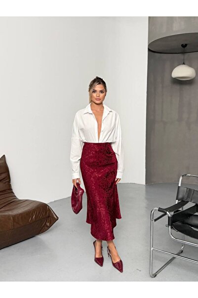 OYERGA MODA Women's Satin Jacquard Skirt