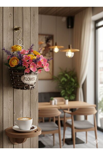 ttvagon Dekoratif Hasır Demirli Sepet Çiçeksiz Saksı Çok Amaçlı Düzenleyici S...