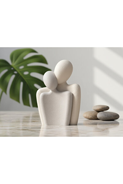 PL DİZAYN Minimalist Çift Sarılma Heykeli Ev Ofis Dekorasyon Objesi 14 cm Siy...