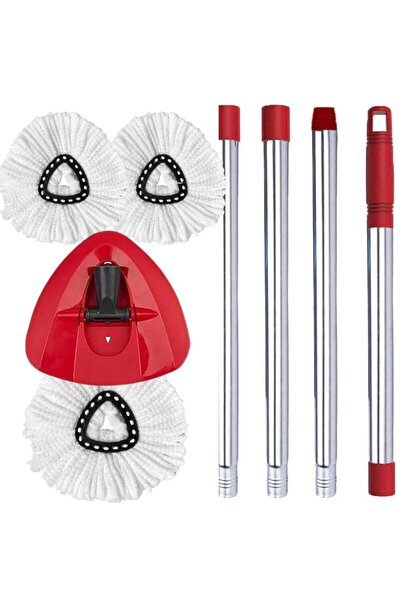 Generic Zalcoon 3 Spin Mop Heads Replacement, Handle & Base Compatible with Vileda Easy Wring / O cedar, Du