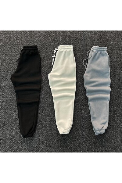 FS CABİN 3-pack بنطال رياضي للجنسين 3 خيوط مبطن بالصوف مريح ذو أرجل مطاطية طر...