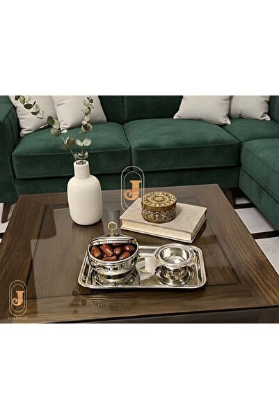 AL-HMAMMAMI Silver tray set with dates
