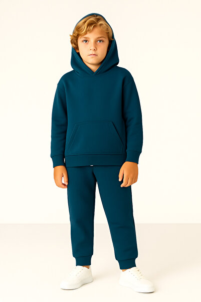 ESİLA KİDS Children's Tracksuit Set Hooded 3 Threads 5-10 Years Old