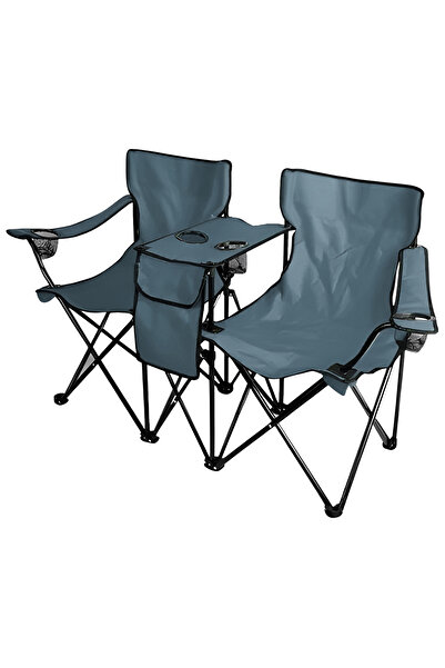 Cady One High-quality fabric folding double camping chair, non-slip legs, cup holder and front bag.