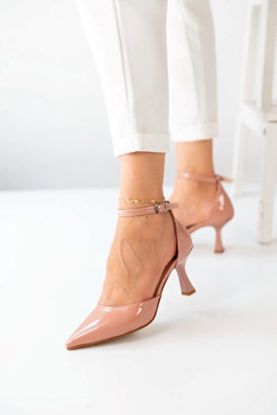 nuvilo Somo Patent Leather 7 cm Belted Pointed Toe Stiletto Thin Heel Women's...