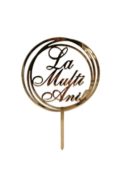 OEM Happy Birthday cake topper, LMA04A, gold acrylic mirror, 12x11 cm