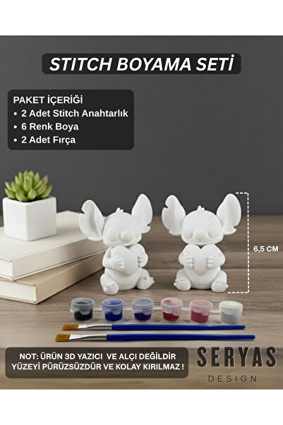 SERYAS DESIGN 6,5 cm Stitch Boyama Seti Sevgiliye Hediye Çiftlere Özel Biblo ...