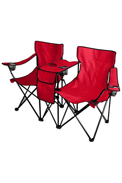 Cady One High-quality fabric folding double camping chair, non-slip legs, cup holder and front bag.