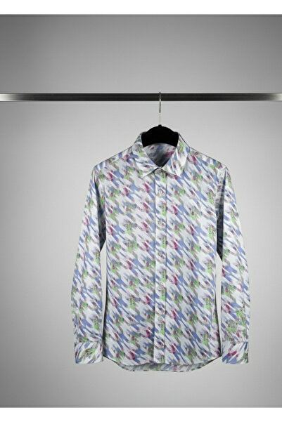 YusGos Long Sleeve Cotton Easy Iron Patterned Regular Fit Premium Men's Shirt