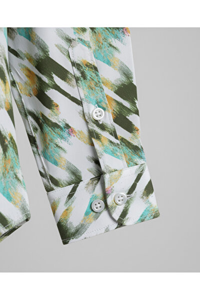 YusGos Long Sleeve Cotton Easy Iron Patterned Regular Fit Premium Men's Shirt