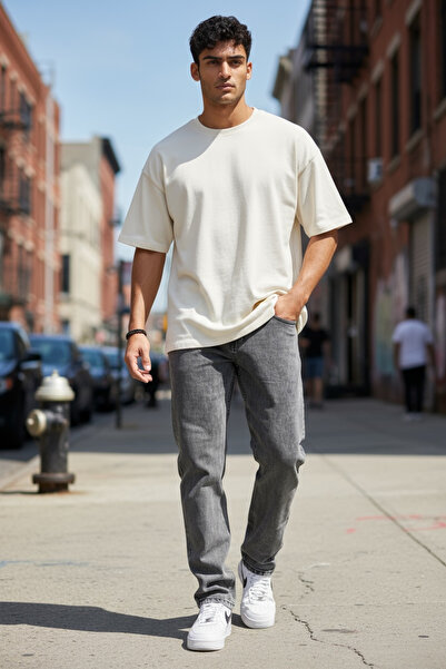 dehaine Men's jeans BAGGY, gray, simple pattern, 1116