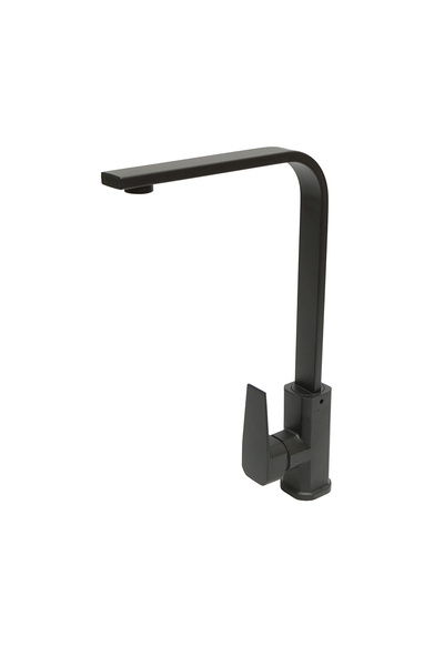 Faucet Baterie rotativă pentru chiuvetă de bucătărie, finisaj negru mat, alia...