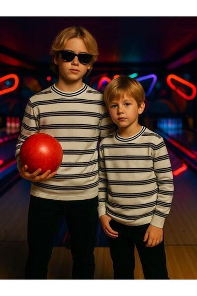 Zekids Μπλουζάκι με ριγέ μακρυμάνικο πλεκτό για αγόρια