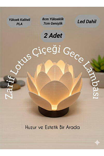 J&K Dizayn Zarif Lotus Çiçeği Gece Lambası (2 Adet) | Masa & Komodin Aydınlat...