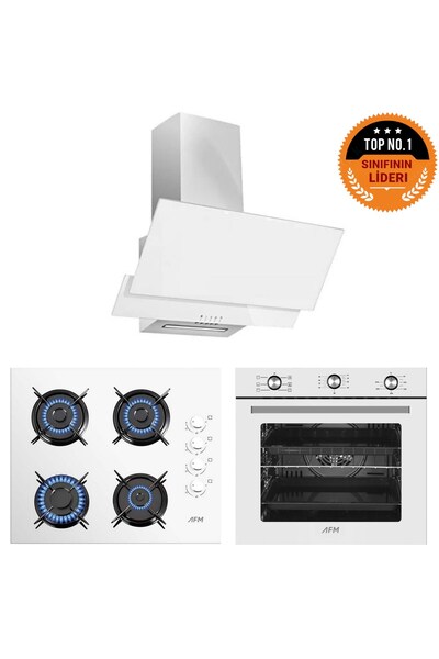 AFM tech Home Dizayn Lisbon 6+1 Turbolu Beyaz Cam Ankastre Set ( FM7601 + FM2...