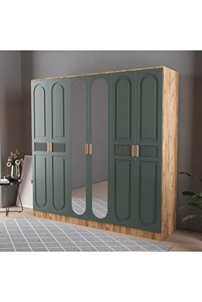 Teen & Bright DOVA 6 KAPAKLI EKO BAZALI GARDIROP - MDF KAPAK
