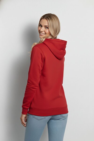 Papri Reklam Red Hoodie Hooded Sweatshirt Women Men Unisex Regular Fit Thick 3 Yarn Fleece-Lined Fabric