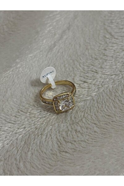 Akiha Aksesuar Baget Stone Inlaid Vintage Xuping Gold Ring