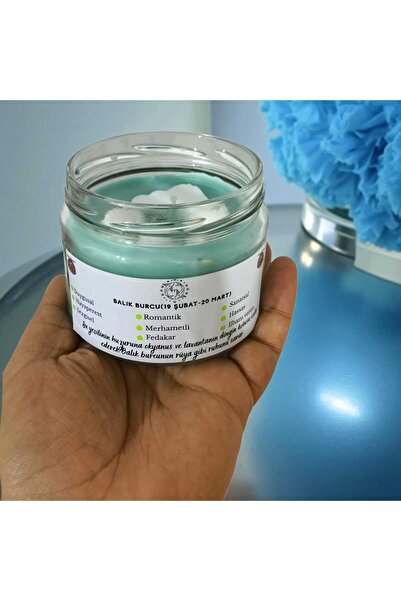 MODA Balık Burcu Kokulu Mum – Su Yeşili Soya Wax El Yapımı Okyanus & Lavanta ...