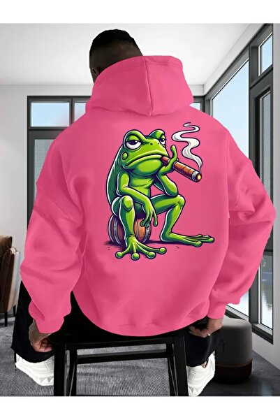 LAYORA Men's Casual Hooded Sweatshirt with Frog Graphic Print