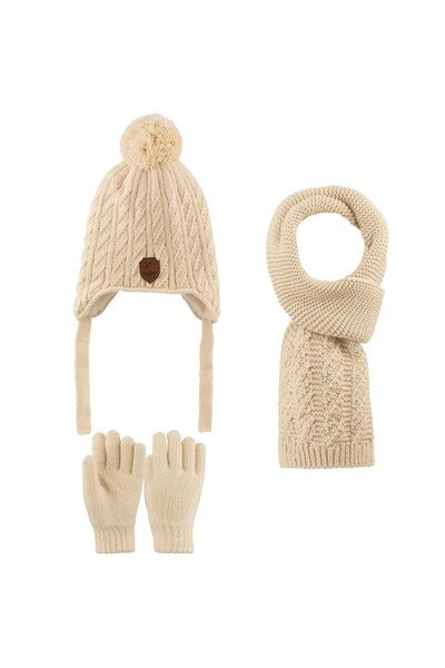 Kitti 4-8 Years Old 3-Piece Set Boys Scarf, Gloves and Hat Set with Fleece In...