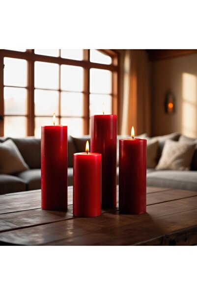 Pars Soya Parafinli KIRMIZI (1 Adet) 170 Saat Yanma Süreli Çap:10 Cm Boy:25 S...