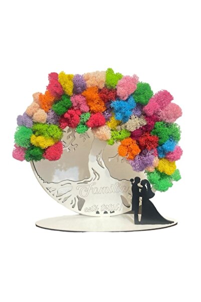 ALVAL Ramă decorativă cu licheni stabilizați, multicoloră, gravată cu silueta...