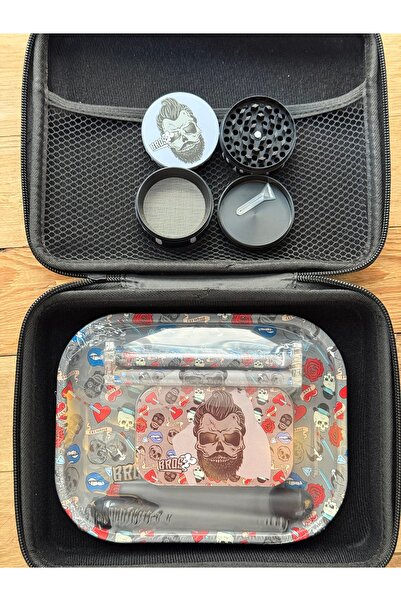 cigarol Grinder Öğütücü Set tepsi roll makinası 5cm mıknatıslı grinder çantal...