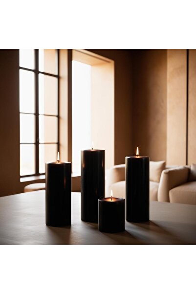 Pars Soya Parafinli SİYAH (1 Adet) 170 Saat Yanma Süreli Çap:10 Cm Boy:25 Silindir Blok Mum SİYAH