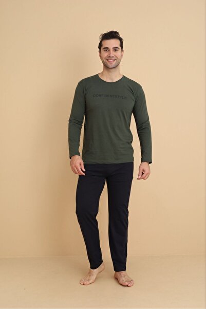 LİLA PİJAMA Men's Bamboo Stretch Fabric Long Sleeve Men's Pajama Set