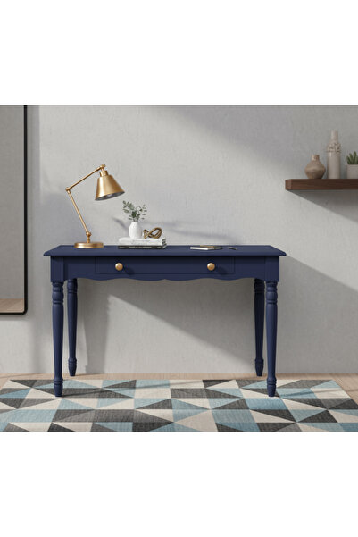 Wooding Mobilya 100 Cm Masif Lacivert Tornalı Çalışma Masası