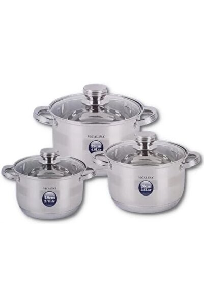 MOHAMED Set of 3 heavy-duty VL375 stainless steel pots with lids