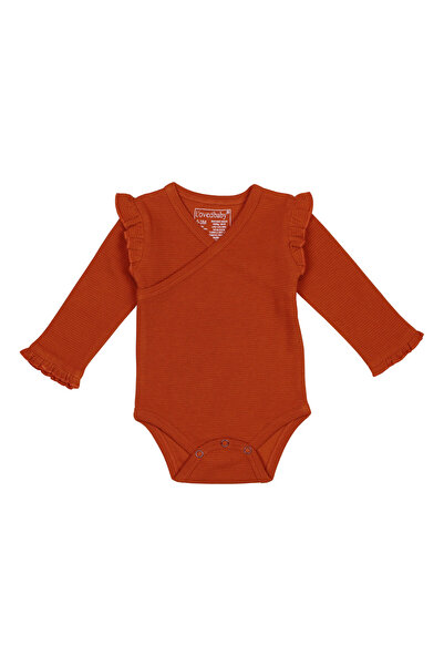 Lovedbaby Body bebe cu maneca lunga si volane, bumbac, Corduroy Paprika, 3-9 ...