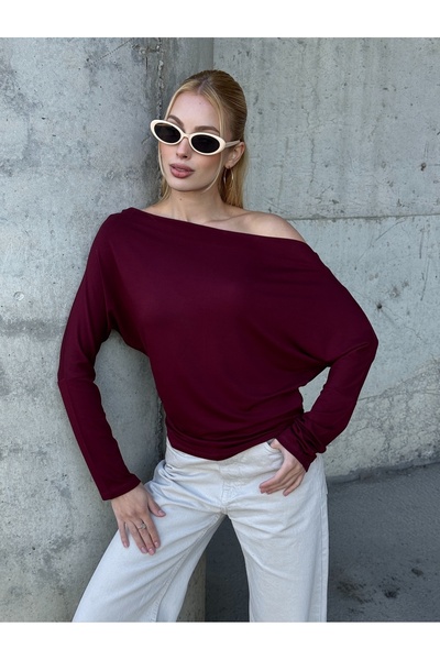 MAMAYAGA Women's Boat Neck Full Stretch Asymmetrical Cut Comfort Sports Stylish Design Soft Blouse