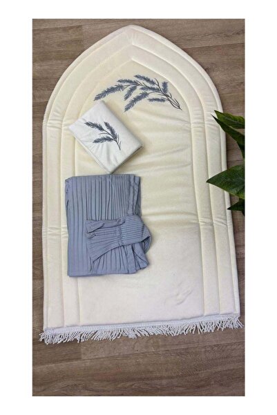 smart home مجموعة سجادة صلاة مبطنة ومطرزة مع غطاء مصحف وغطاء صلاة مطرز